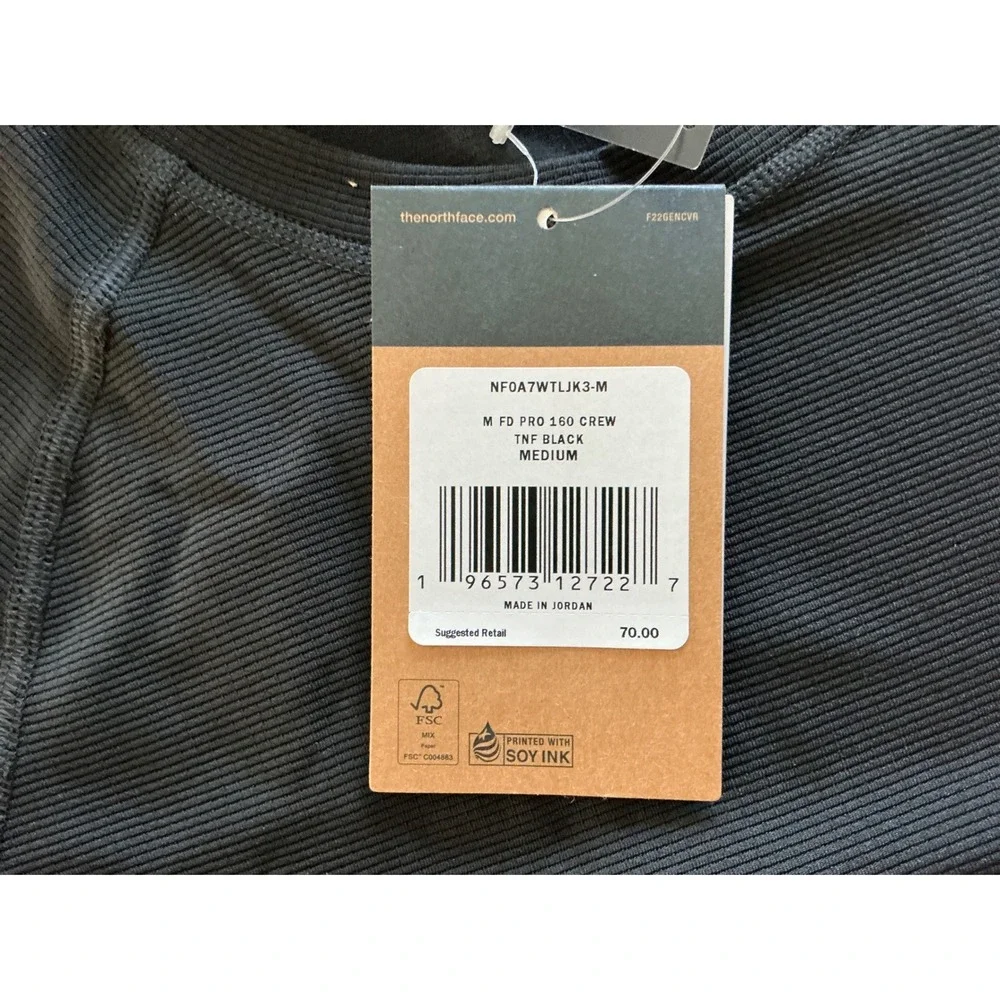 The‎ North Face FD Pro 160 Crew Baselayer Black Medium New With Tags